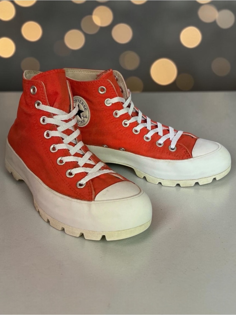 Converse High Top Platform Sneakers - Orange with White - Picture 2 of 12